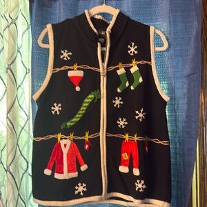 Designer Originals Studio Joy ugly Christmas vest w/zipper!  Very good used cond